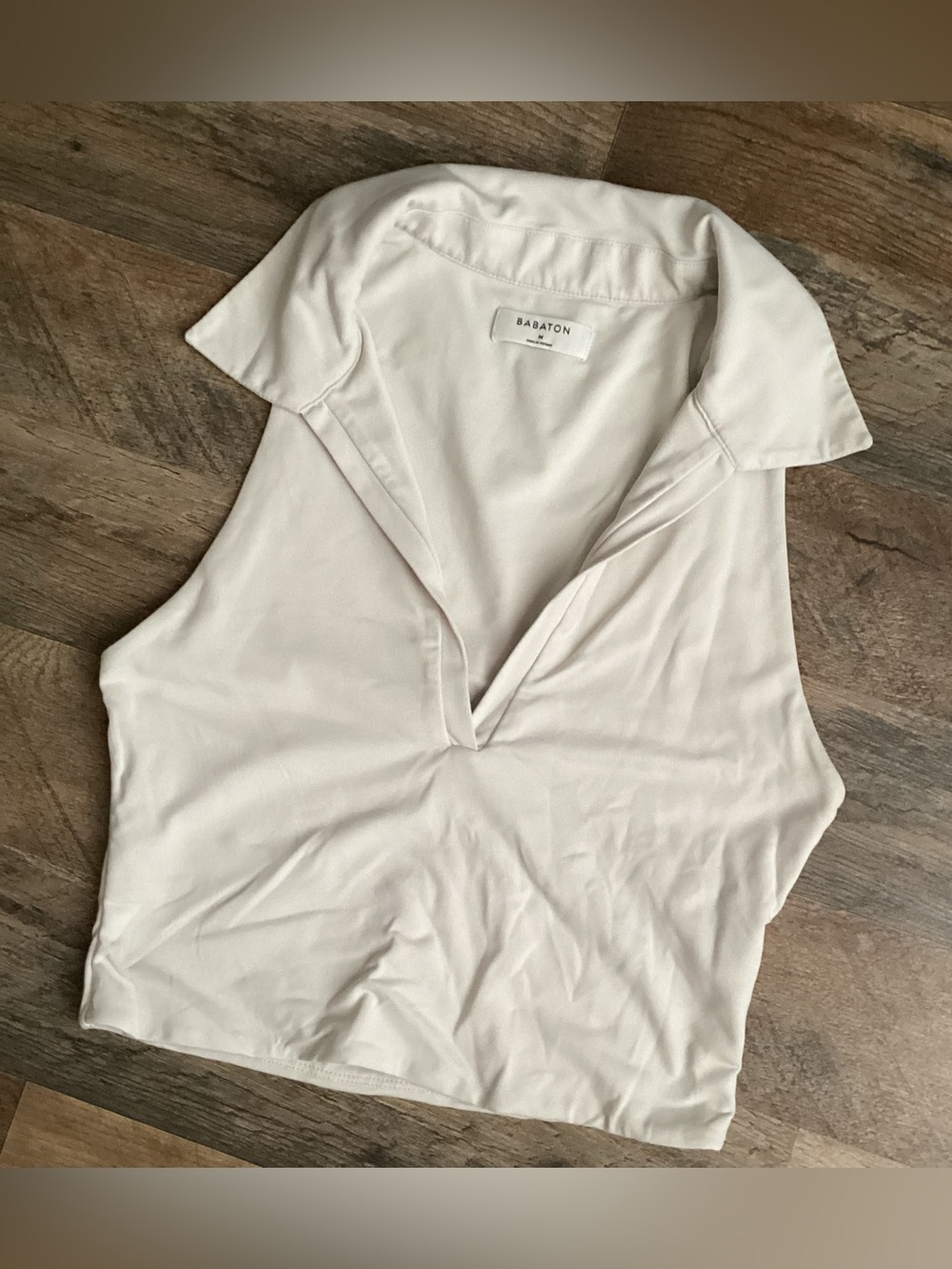Babaton Cream Collared Sleeveless V-Neck Tank